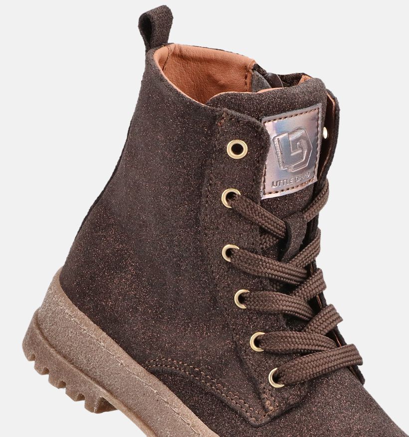 Little David Emoa Donkerbruine Veterboots voor meisjes (380632) - geschikt voor steunzolen