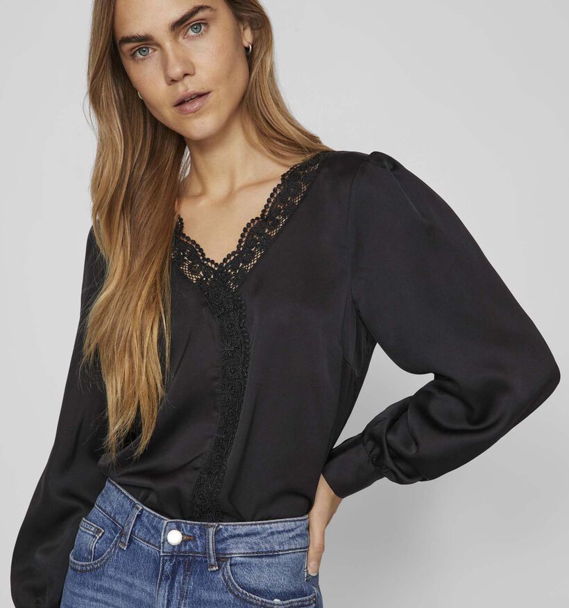 Vila Moni Zwarte Satijnen Blouse voor dames (338513)