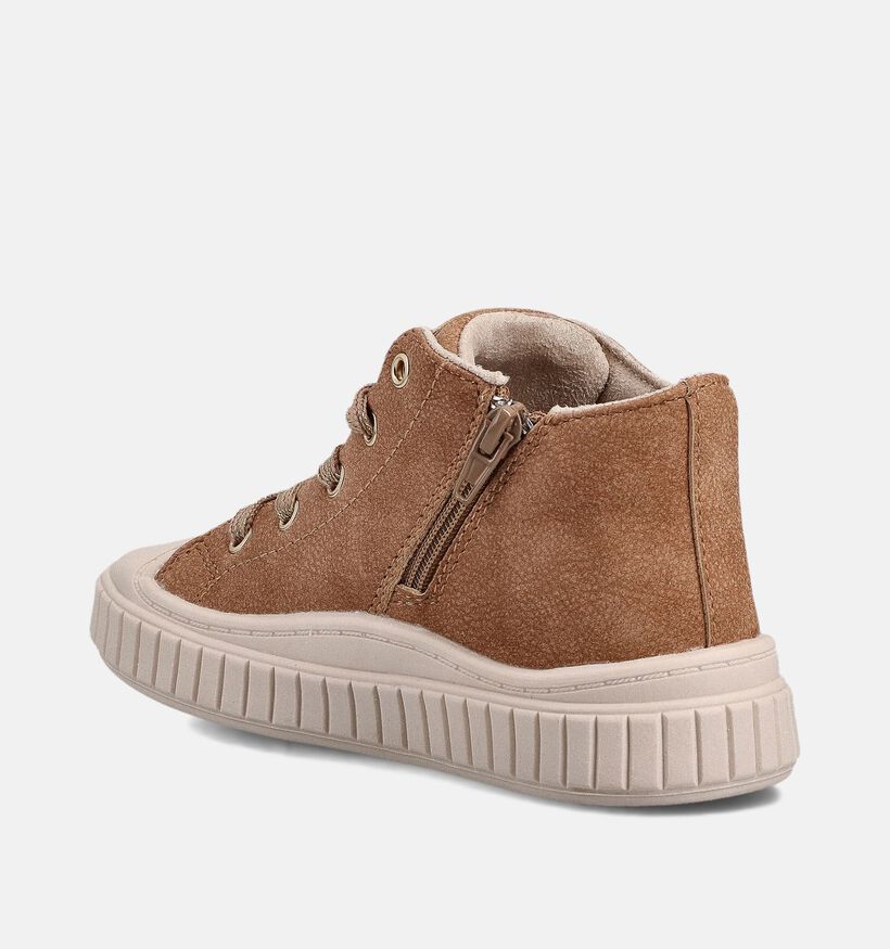 Milo & Mila Bruine Hoge Veterschoenen voor meisjes (363179) - geschikt voor steunzolen
