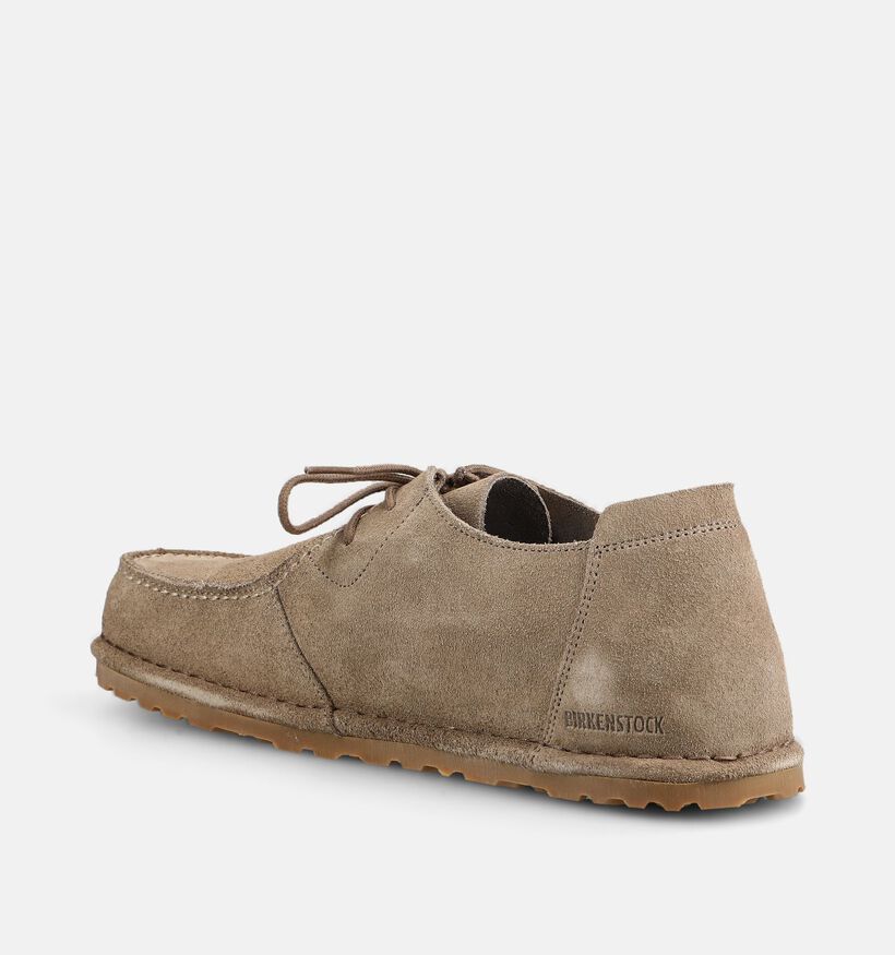 Birkenstock Utti Lace Suede Mocassins en Taupe pour hommes (377033) - pour semelles orthop&eacute;diques