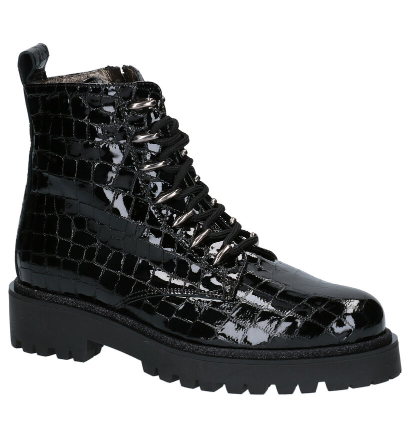Hip Boots à lacets en Noir en verni (259710)