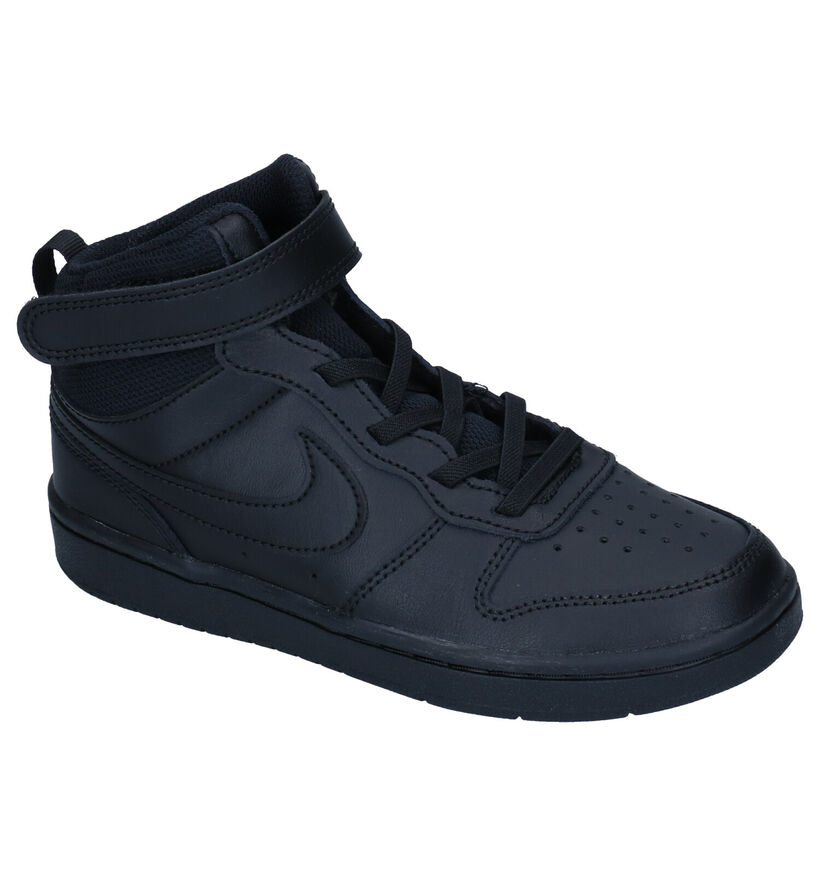 Nike Court Borough Baskets en Noir en cuir (293612)