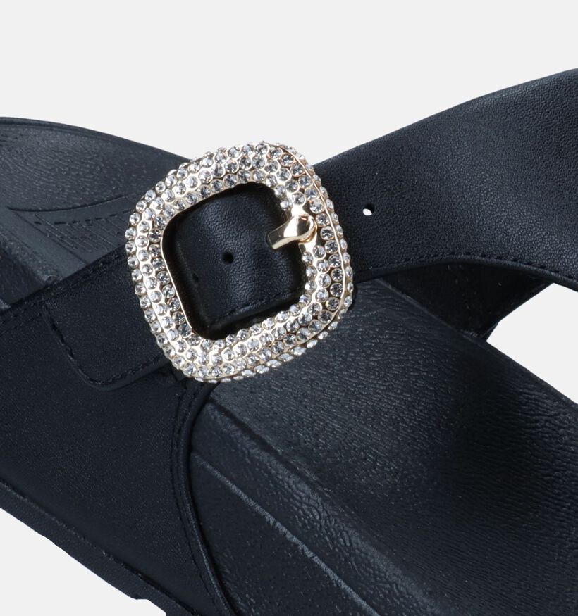 FitFlop Lulu Crystal Buckle Zwarte Teenslippers voor dames (336981)