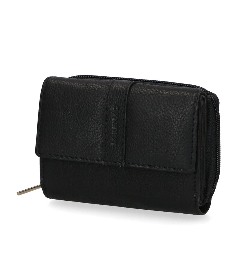 Euro-Leather Zwarte Overslagportefeuille voor dames (324022)