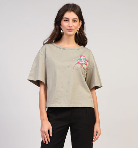 Orfeo T-shirts Beige/Groen