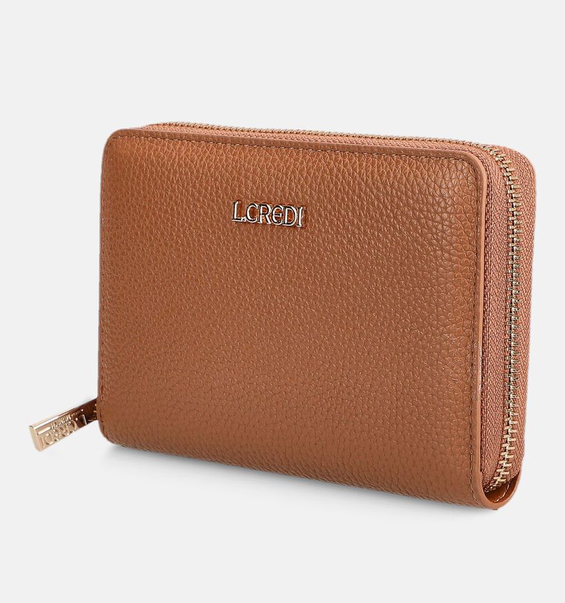 L.Credi Porte-monnaie zipp&eacute; en Cognac pour femmes (379572)