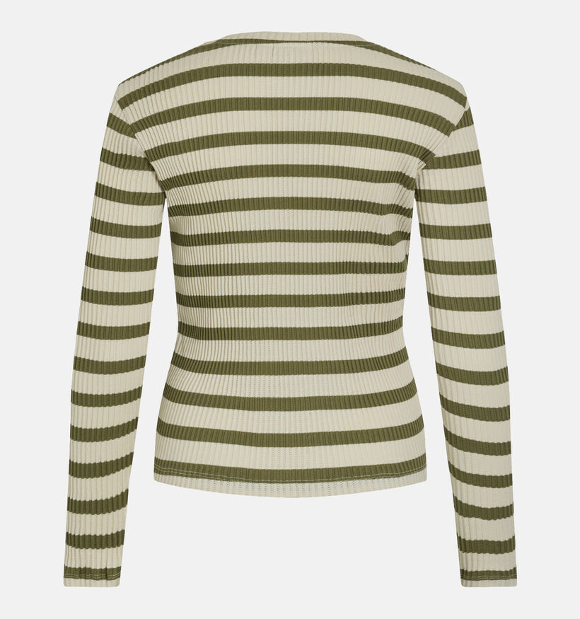 Vila Amelie T-shirt à rayé en Vert Khaki pour femmes (351799)