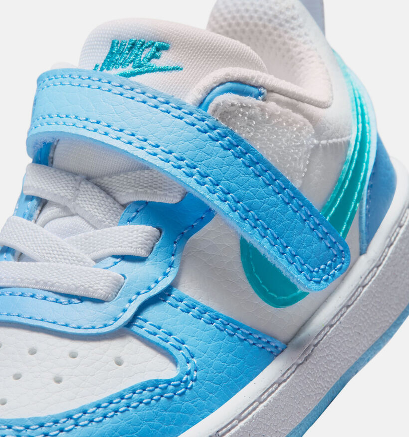 Nike Court Borough Low Baskets basses en Blanc/Bleu pour filles, gar&ccedil;ons (377301)