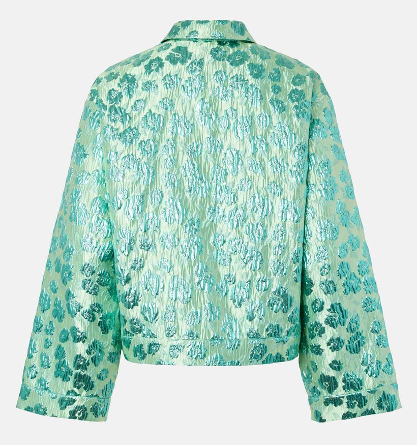 Pieces Molly Jacquard Greenery Flowers Manteau en Vert pour femmes (381155)