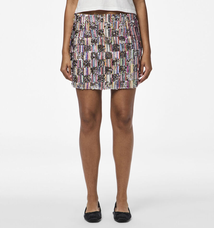 Pieces Naina Zilveren Korte rok met pailletten voor dames (354091)