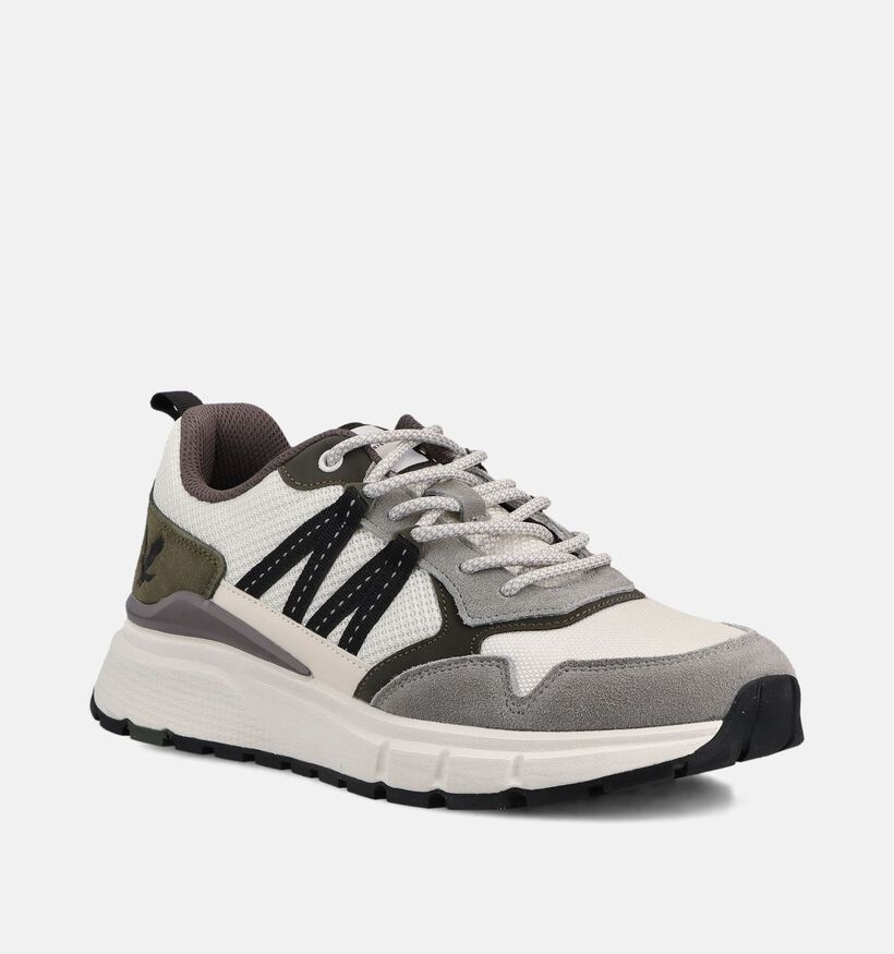 Lyle & Scott Callum Baskets basses en Ecru/Gris pour hommes (369046) - pour semelles orthop&eacute;diques