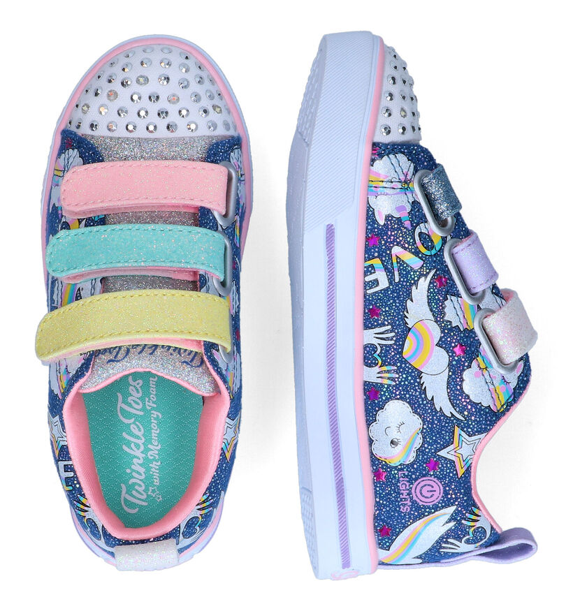 Skechers Sparkle Lite Baskets en Bleu pour filles (302740)