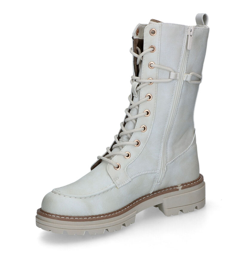 Mustang Bottes à lacets en Écru en simili cuir (316086)
