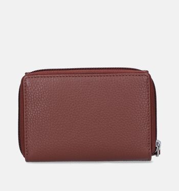 Euro-Leather Portemonnees Zwart/Cognac/Rood