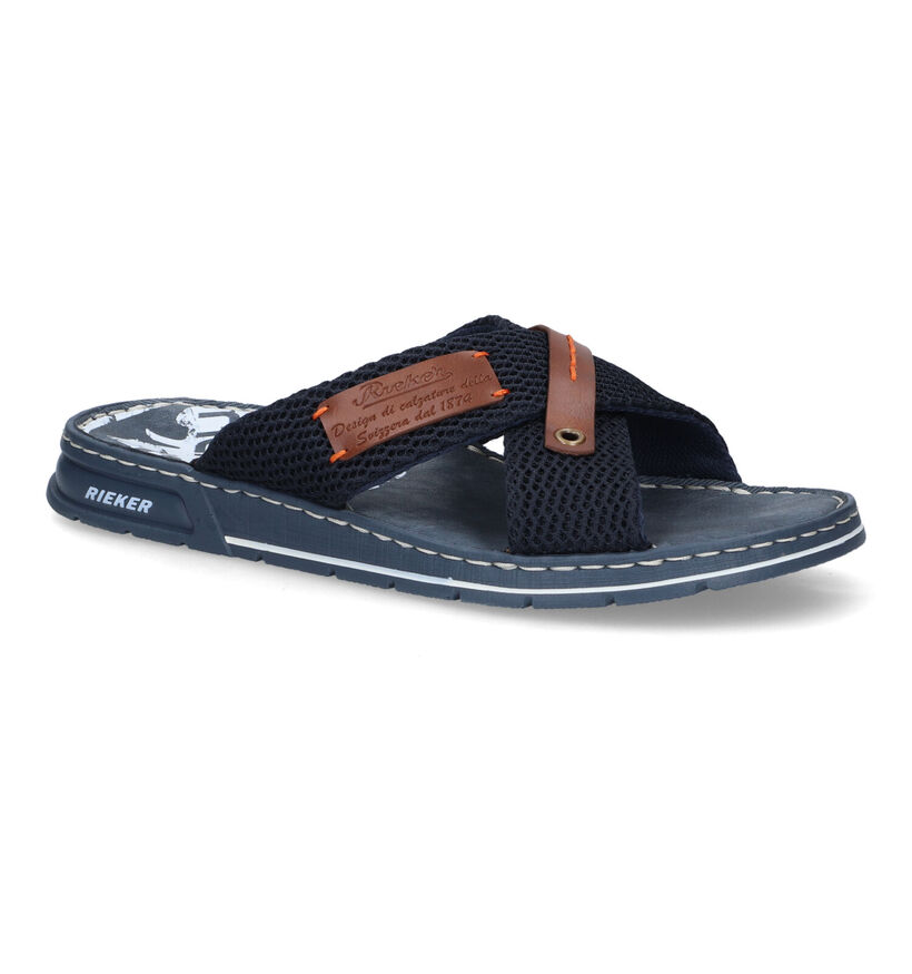 Rieker Blauwe Slippers in stof (308612)