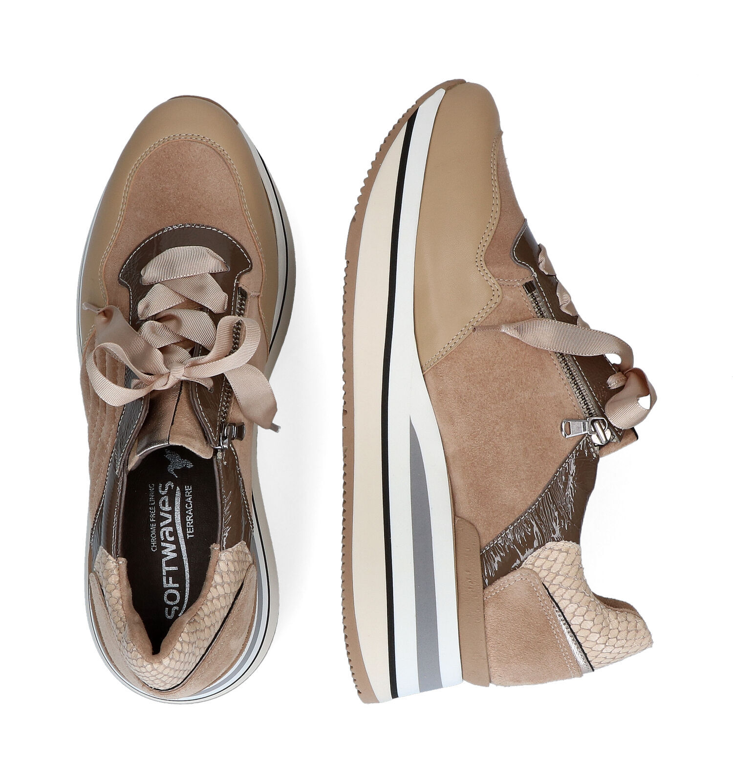 Beige veterschoenen dames cheap