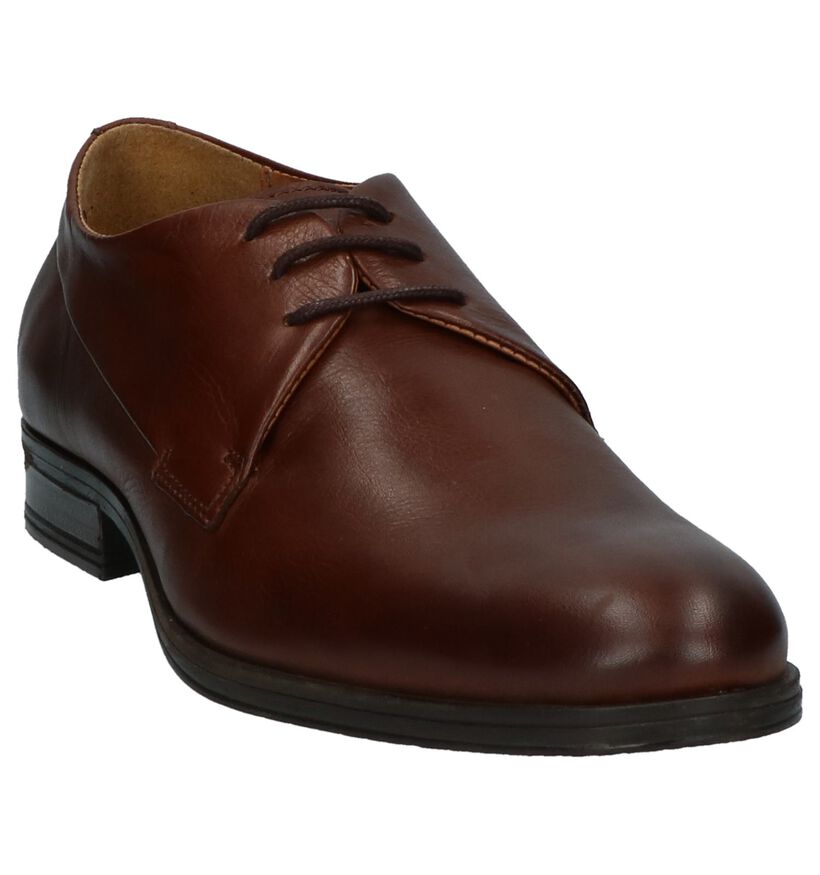 Cognac Jack & Jones Sammy Veterchoenen in leer (212963)