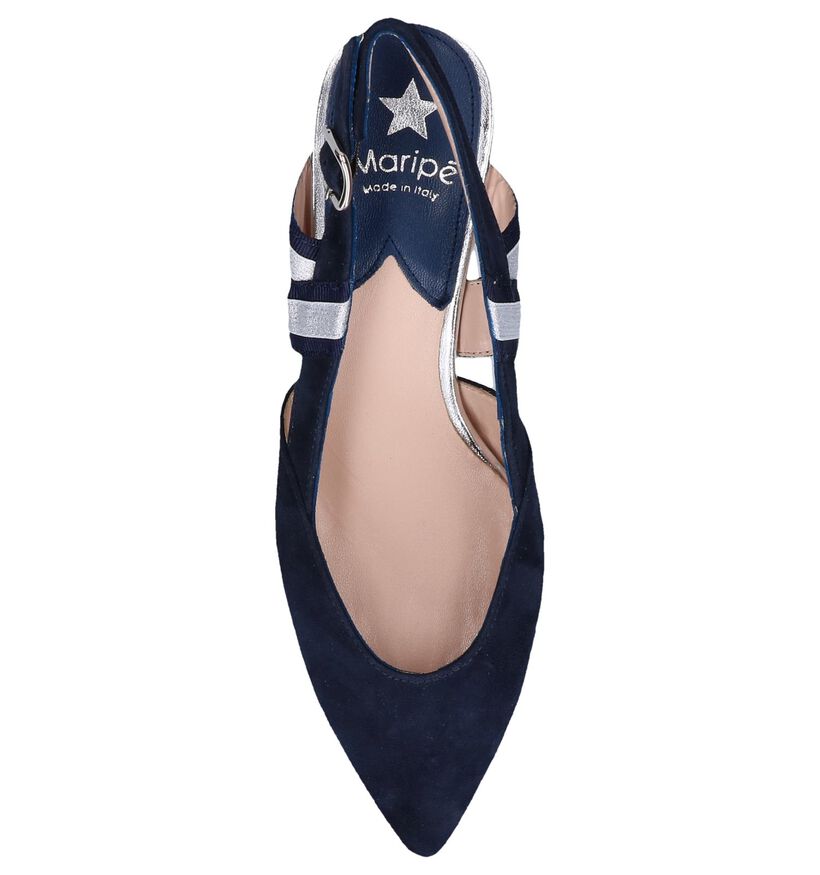 Maripé Escarpins slingback en Bleu foncé en daim (248841)