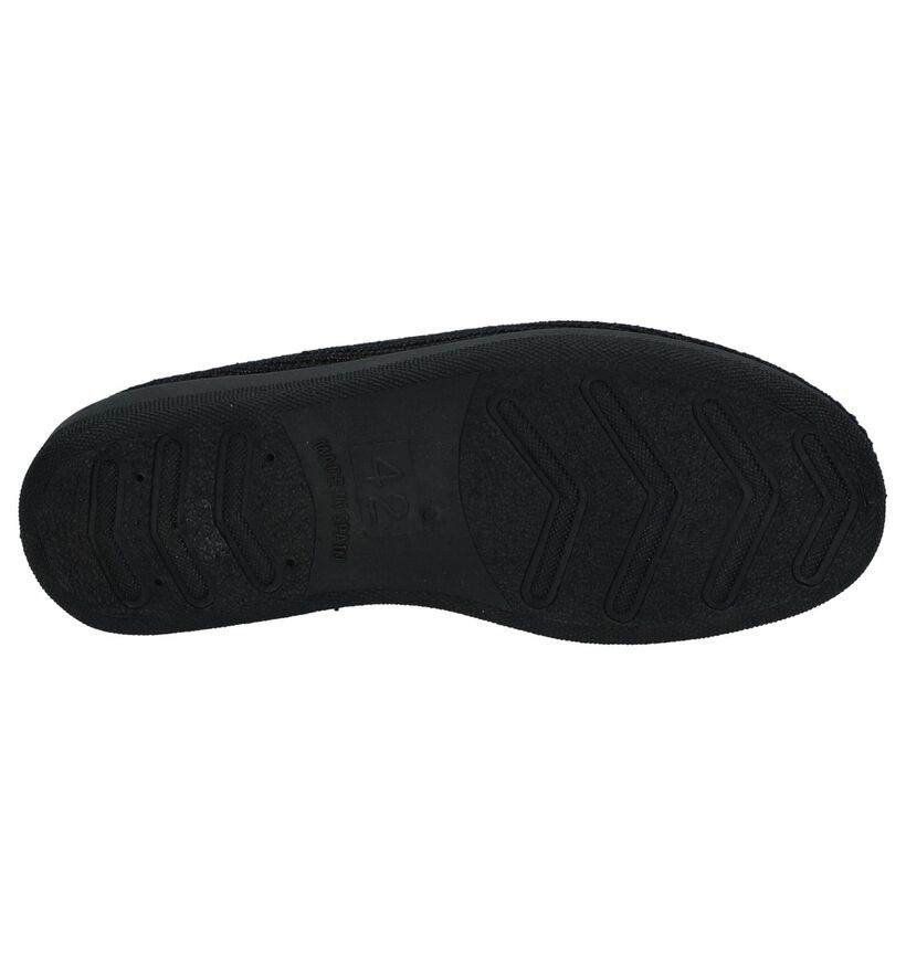 Slippers Comfort Zwarte Pantoffels in stof (232763)