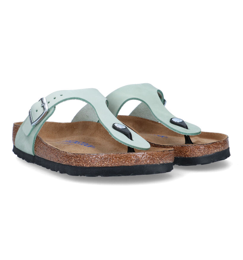 Birkenstock Gizeh Tongs en Vert pour femmes (322639)