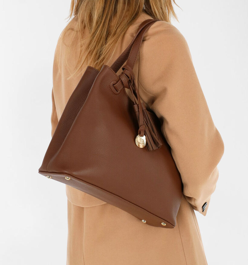 Crinkles Blauwe Schoudertas in leer (311196)