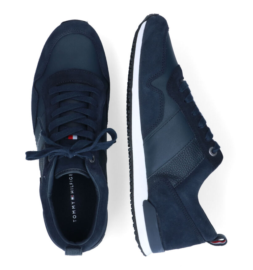 Tommy Hilfiger Iconic Leather Blauwe Veterschoenen in daim (310840)