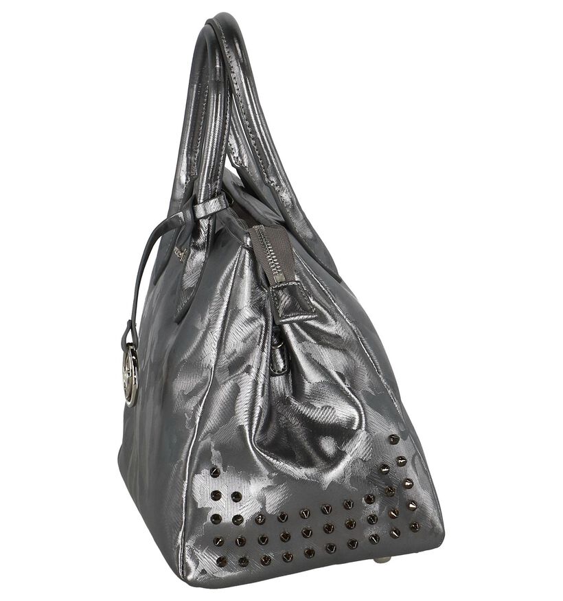 Stoere Zilveren Handtas met Studs Kisses of Pearl in kunstleer (233608)