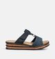 Rieker Donkerblauwe Slippers met Sleehak voor dames (370407)
