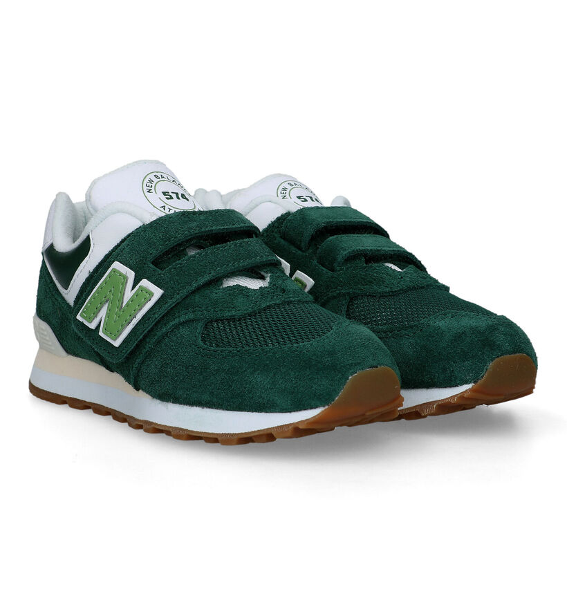 New Balance PV574 Baskets en Vert pour garçons (319260) - pour semelles orthopédiques