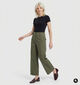 Vero Moda Sofia Barrel Pantalon classique en Vert fonc&eacute; pour femmes (377601)