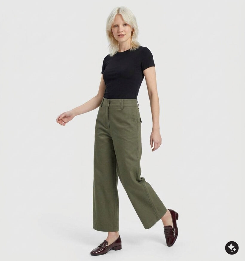 Vero Moda Sofia Barrel Pantalon classique en Vert fonc&eacute; pour femmes (377601)