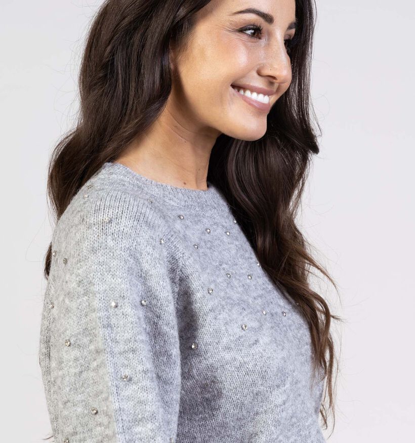 Pieces Pam Oversized Pearls Grijze Trui voor dames (365634)