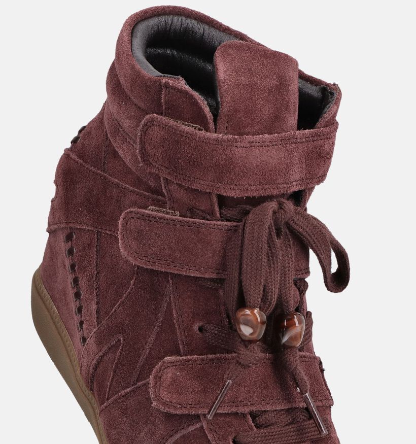 Poelman Baskets montantes avec Talon Compens&eacute; en Bordeaux pour femmes (382833)