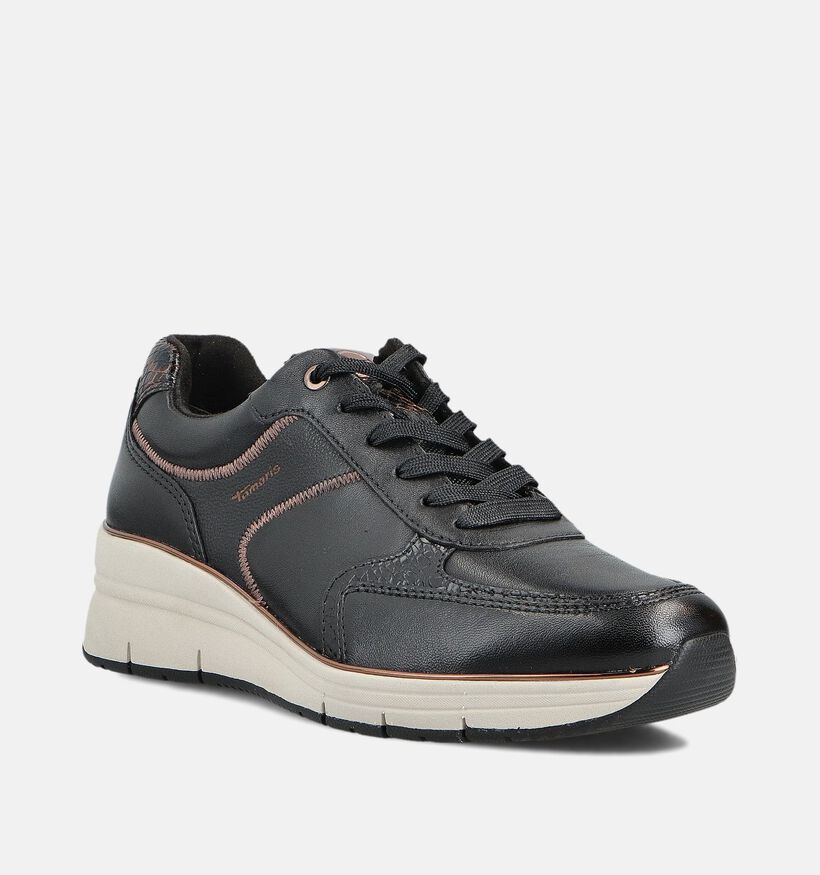 Tamaris Zwarte Veterschoenen voor dames (360614) - geschikt voor steunzolen