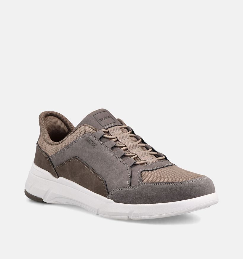 Geox Grijze/Bruine Slip-on Sneakers voor heren (382002) - geschikt voor steunzolen