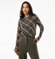 Mexx Check Print Groene Mesh T-shirt met Lange Mouwen voor dames (380218)