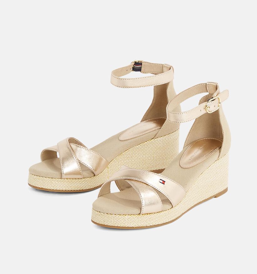 Tommy Hilfiger Metallic Mid Wedge Sandales compensées en Or pour femmes (352616)