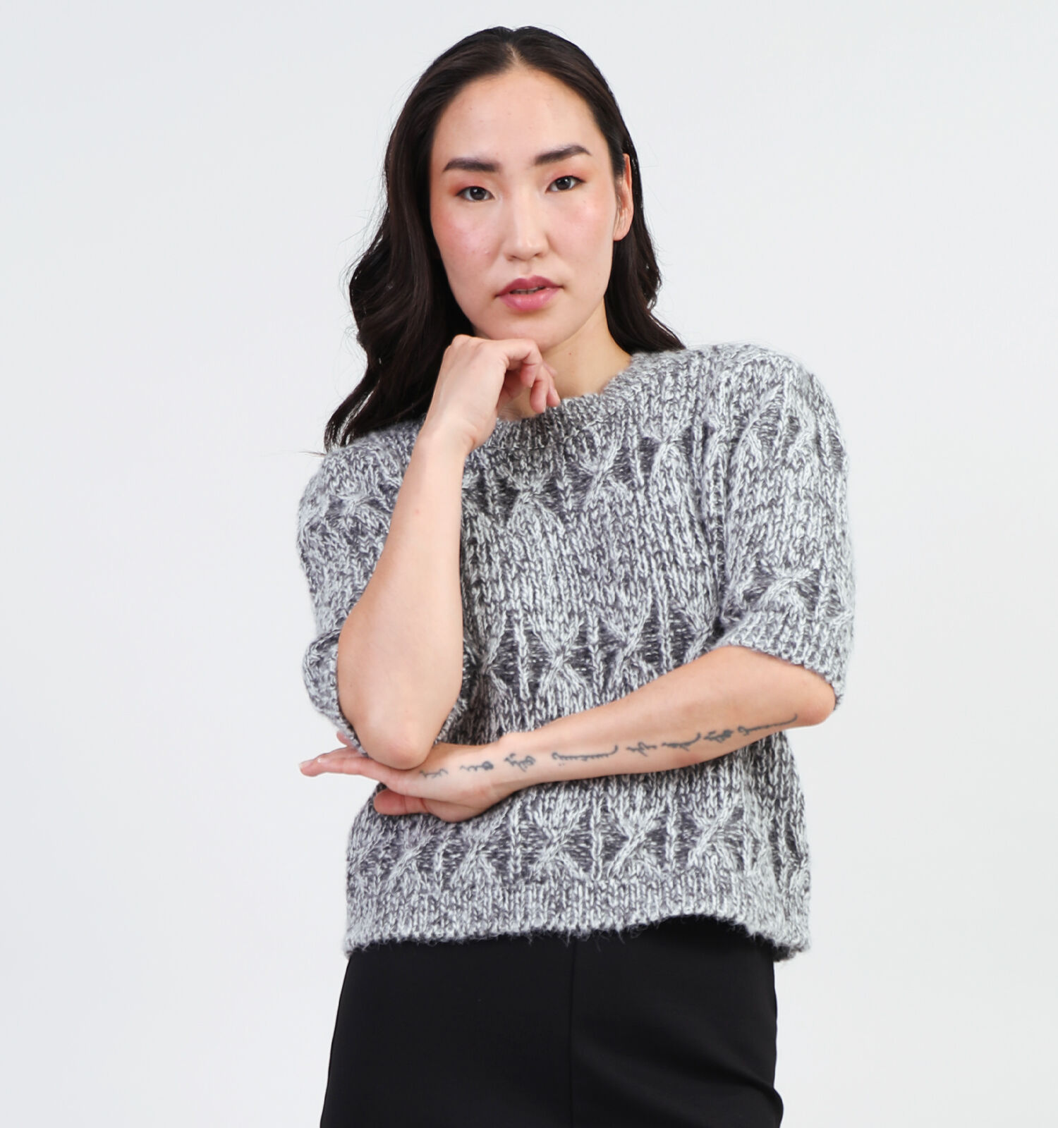 Vero Moda Elio Grijze Tricot trui Dames Truien Online op TORFS.BE