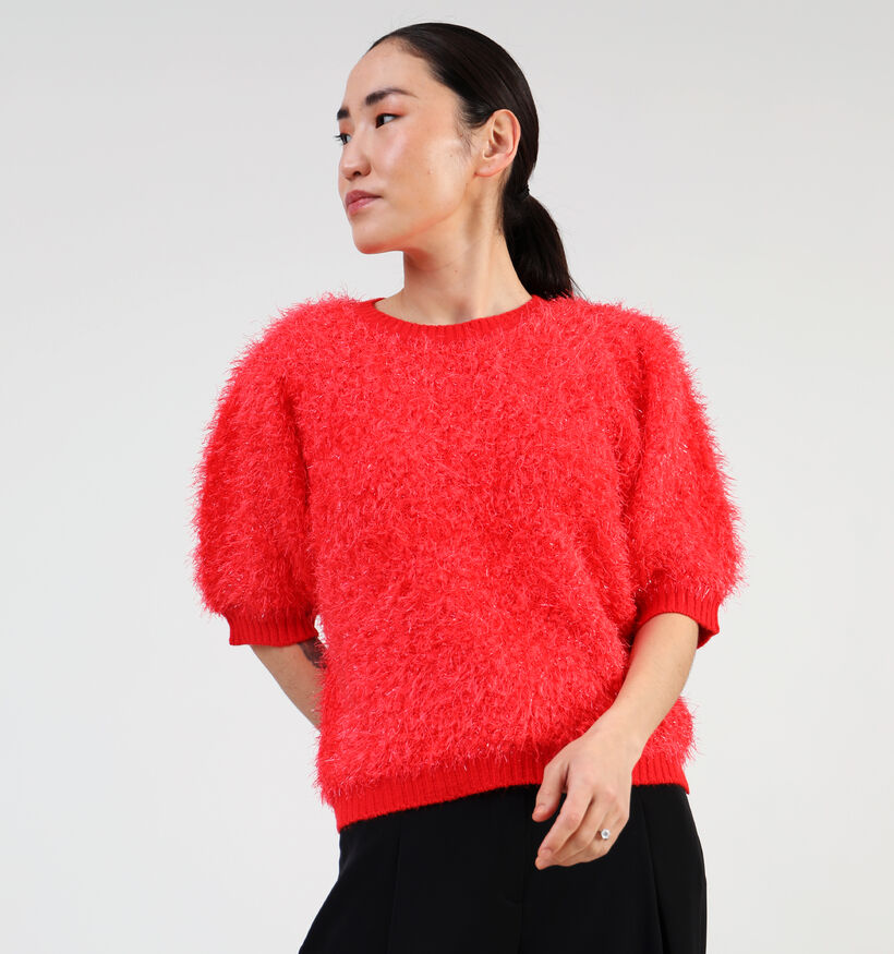 Pieces Fee Rode Trui met korte mouwen voor dames (349428)