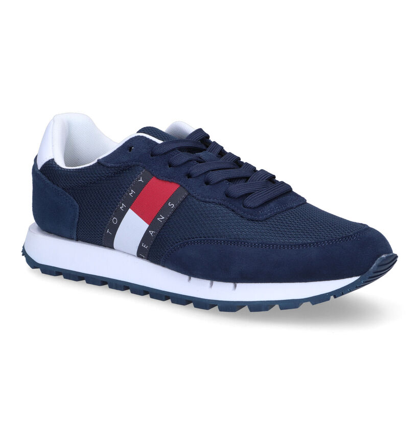 TH Tommy Jeans Mix Runner Blauwe Sneakers in stof (300636)