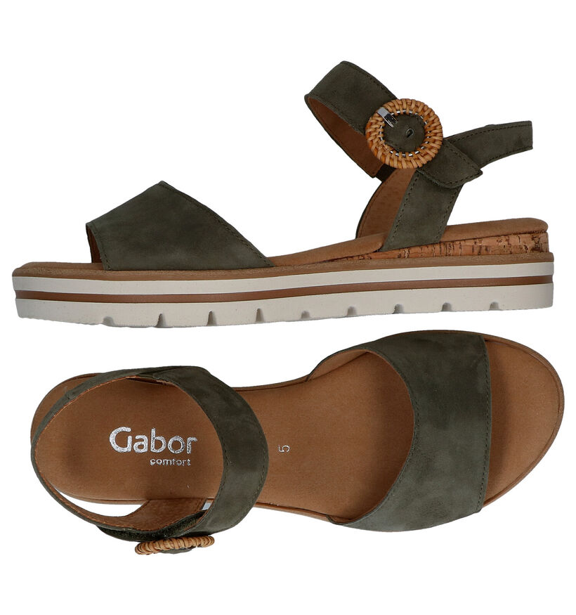 Gabor Comfort Groene Sandalen in nubuck (289671)