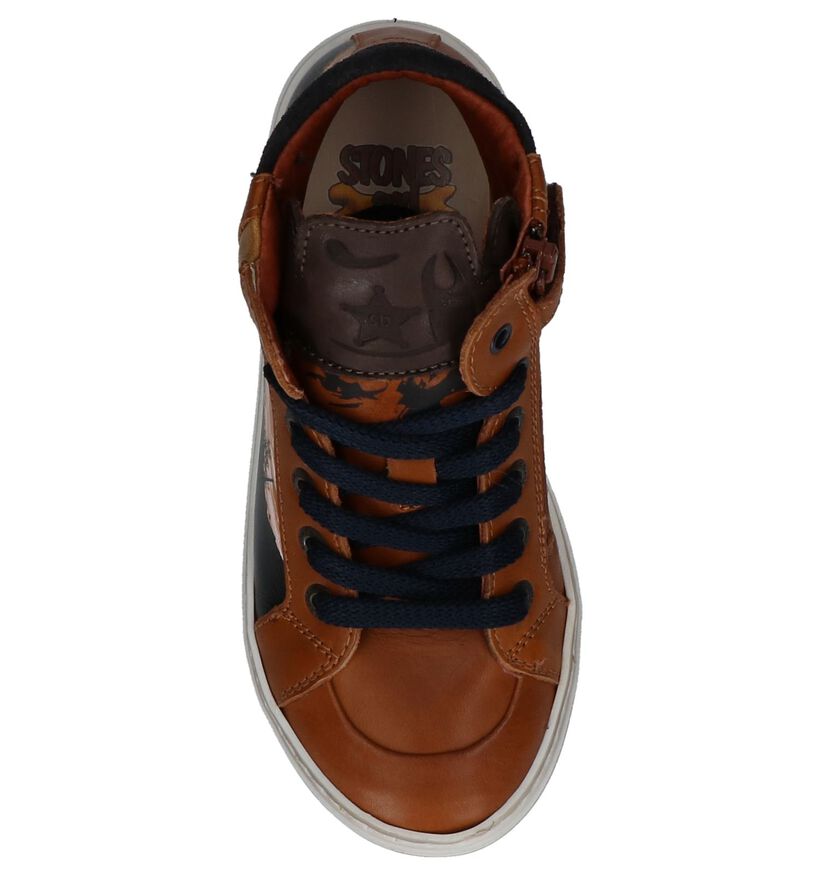 Cognac Hoge Schoenen met Rits/Veter Stones and Bones Cowboy in leer (223413)