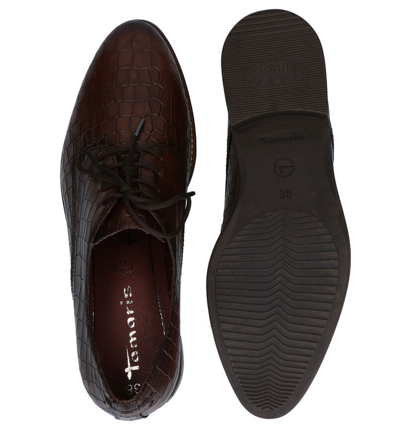 Tamaris TOUCH it Bruine Veterschoenen in leer (280737)