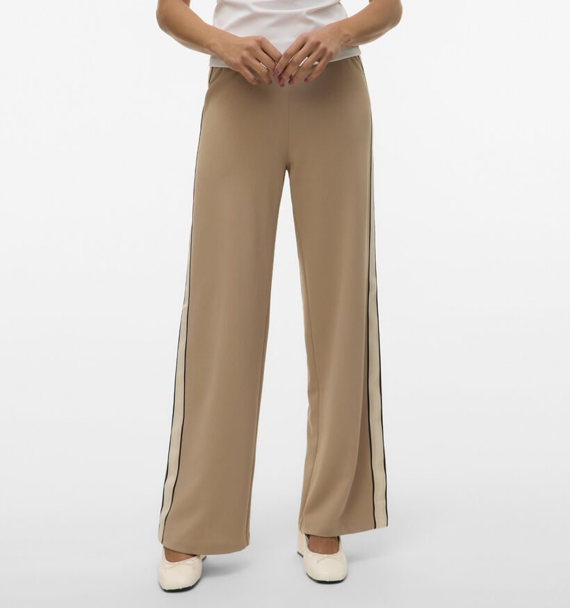 Vero Moda Berlin MW Wide Panel Donkerbeige Broek voor dames (367161)