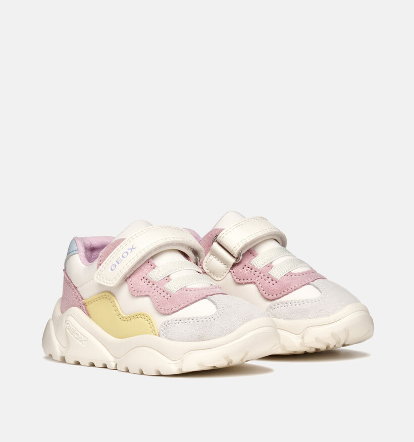 Geox Baskets pour b&eacute;b&eacute; en Blanc/Pastel pour filles (368435) - pour semelles orthop&eacute;diques