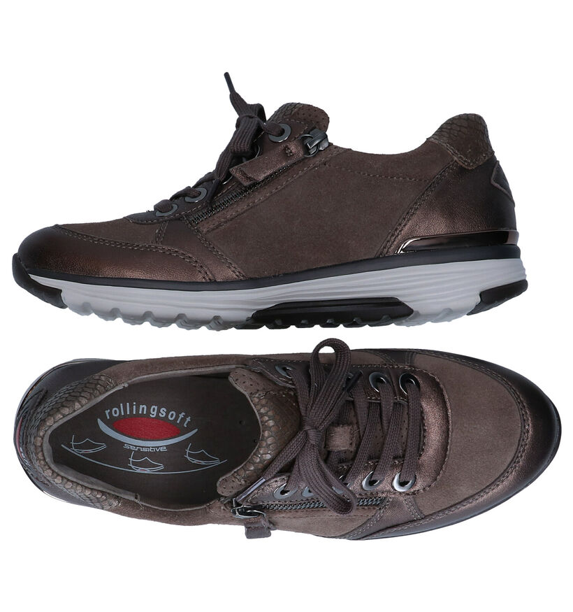 Gabor Rollingsoft Taupe Veterschoenen in leer (277859)