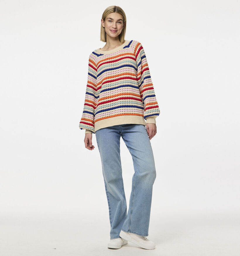 Pieces Dosla Beige Gestreepte trui voor dames (351085)