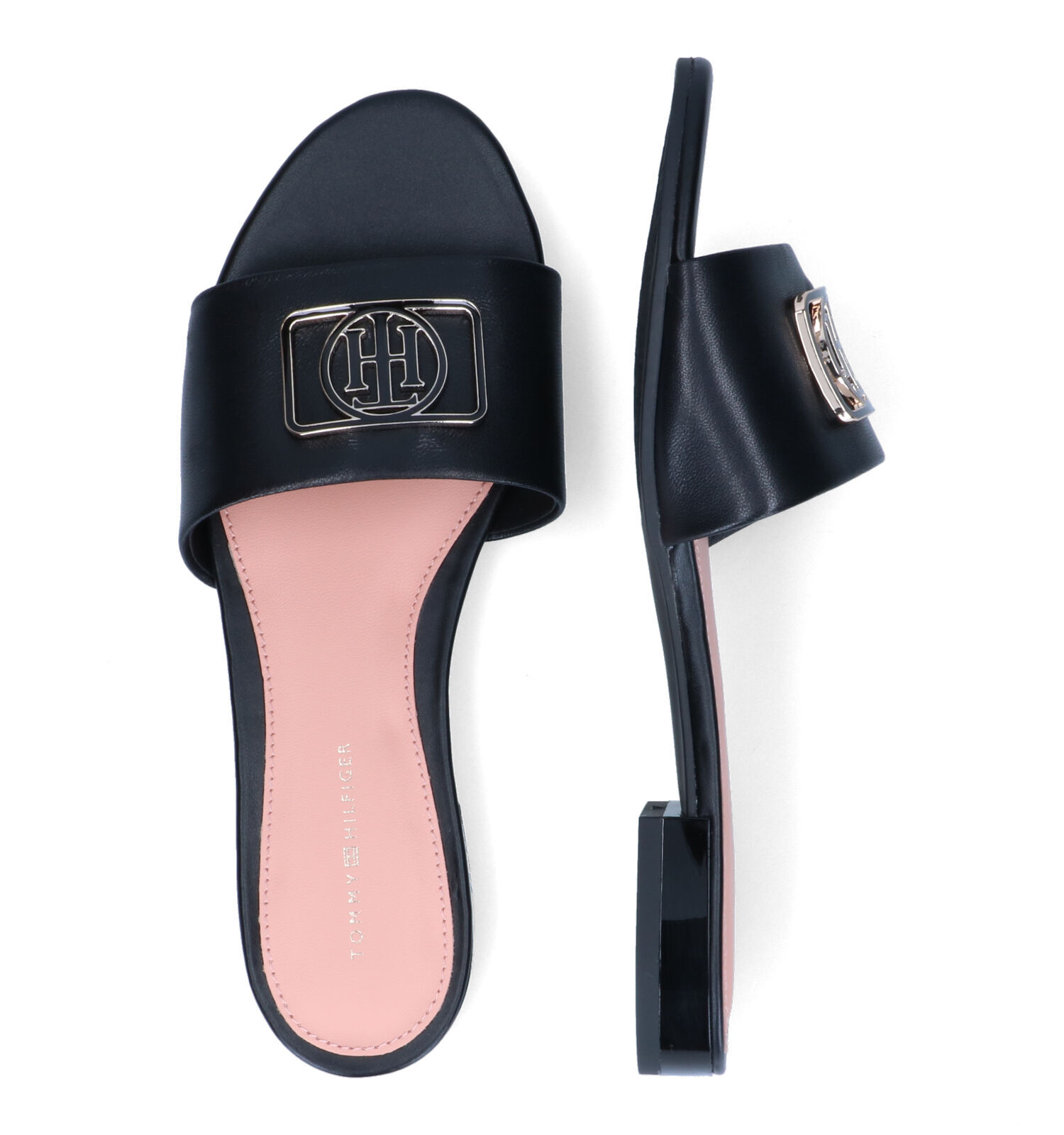 Tommy Hilfiger Hardware Flat Zwarte Muiltjes Dames Slippers