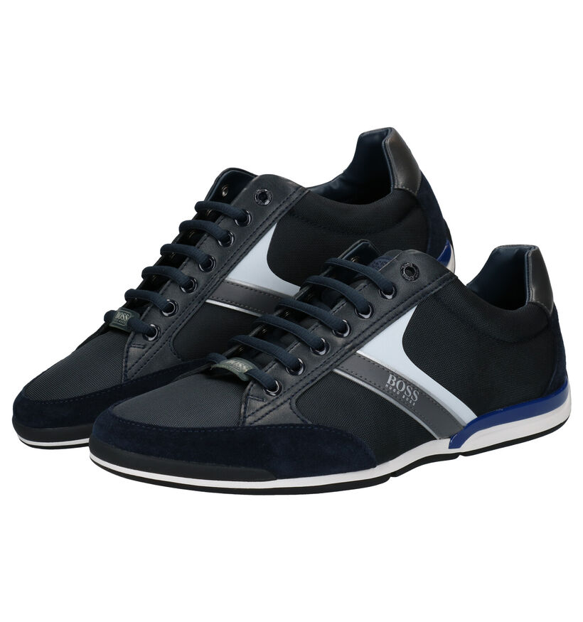 Hugo Boss Saturn Low Zwarte Veterschoenen in leer (285648)