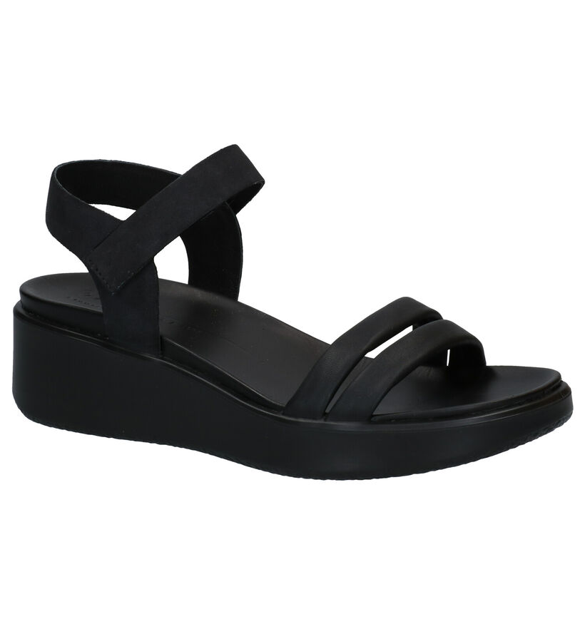 ECCO Flowt Wedge Zwarte Sandalen in leer (287335)